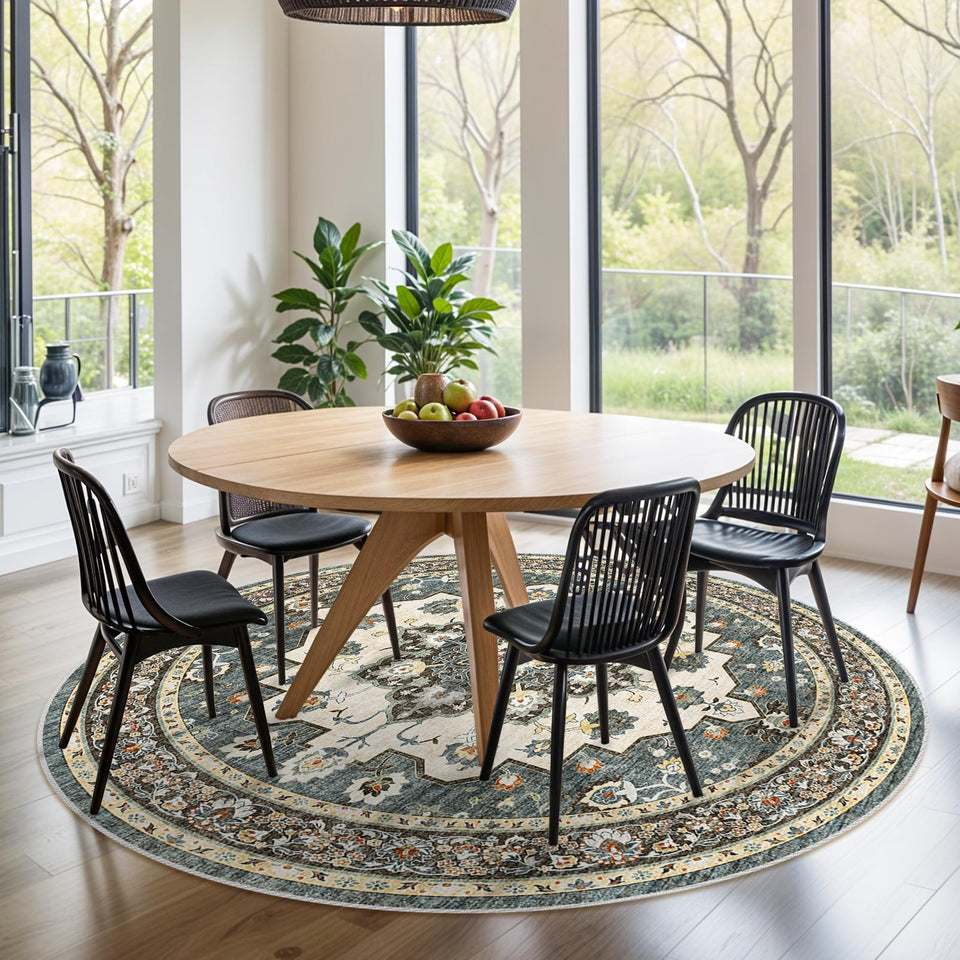 TOPRUUG Washable Oriental Area Rug - 12x15 Rugs for Living Room Soft Carpet for Bedroom Waterproof Floral Distressed Indoor Stain Resistant Non-Shedding Floor Carpets (Green, 12x15)