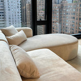 Acanva Luxury Modern Tight Curved Back Velvet Sofa, Minimalist Style Comfy Couch for Living Room Apartment, 3 Seater, Cream