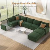 Vesgantti 142" U Shaped Sectional Couch, Comfy Cloud Modular Sectional Sofa with 2 Ottoman Deep Seat Chenille Modern Cloud Sofa, Modular Sofas for Living Room, Bedroom and Apartment, Beige