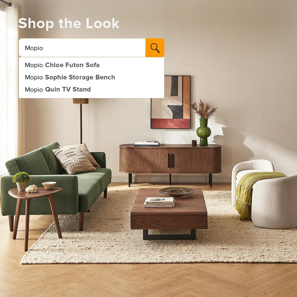 mopio Ensley TV Stand, Mid Century Modern for 55/60/65 inch TV, Farmhouse TV Stand, Entertainment Center with Storage, TV and Media Console for Living Room (Walnut, 59" Tall)