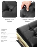 AmasSmile Footrest Ottoman Bench with Storage,34Inch Black Leather Footstool, Coffee Table, Padded Seat, Storage Chest,Blanket Store with Flipping Lid for Livingroom and Bedroom