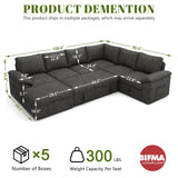 SUAWY 108 Inch Sectional Sleeper Sofa with Pull Out Bed,U Shaped 7 Seat Modular Sectional Sofa with Storage,Sectional Couches for Living Room,Cloud Modular Couch,Removable Sofa Cover,Dark Grey