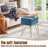 Greenstell Vanity Stool Chair Faux Fur with Storage, 15.7"L x 11.8"W x 19.4"H Soft Ottoman 4 Metal Legs with Anti-Slip Feet, Furry Padded Seat, Modern Multifunctional Chairs for Makeup, Bedroom Pink