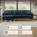 POLY & BARK Napa 72" Apartment Sofa – Italian-Tanned Full-Grain Pure-Aniline or Semi-Aniline Leather, Feather-Down Cushioning, Kiln-Dried Solid Wood Frame, Walnut Legs - Cognac Tan