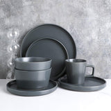 Stone Lain Celina Stoneware 32 Piece Dinnerware Set, Plates and Bowls, Black Matte Dish Collection, Service for 8 – Contemporary Minimalist Style, Microwave & Dishwasher Safe