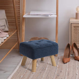 OGEMXU Storage Ottoman, Small Foot Stool Ottoman with Storage, Boucle Teddy Velvet Foot Rest with Padded Seat, Sturdy Wood Legs Stool for Living Room, Bedroom, Couch, Enterway (Cream)