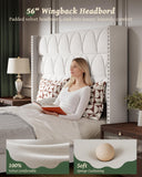 OHOHOLIVE King Size Bed Frame with 56" Headboard - 1000LBS Capacity Support, Velvet Upholstered Wingback Platform Bed Frame, Noise Free, Sturdy Wooden Slat Support