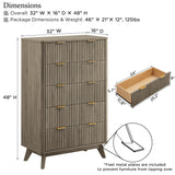 T4TREAM Fluted 7 Drawers Dresser, 54" Wide Modern Chest of Drawers with Faux Marble Top, Curved Profile Design, Dresser TV Stand, Wood Drawer Organizer for Bedroom, Living Room, Hallway, Natural Oak