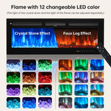 oneinmil 80" Fireplace TV Stand, 50 Inch Electric Fireplace & Modern Entertainment Center, TV Console with Adjustable Shelf & Glass Door for TVs Up to 90", Fire Place TV Stands for Living Room, Black