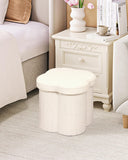 B FSOBEIIALEO Storage Ottoman Cube, Flowers Shaped Ottomans with Storage Foot Stool Footrest for Lving Room, Boucle Ottoman Seat for Dorm Room,Faux Teddy Fur, Cream White 12.6"x12.6"x12.6"