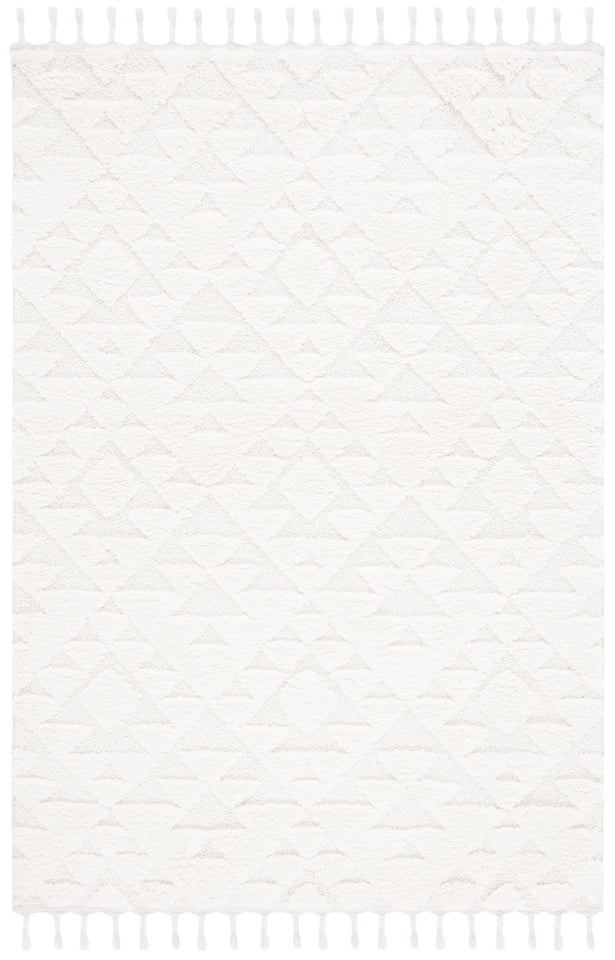 SAFAVIEH Area Rug 8x10 - Moroccan Tassel Shag Collection - Large - Ivory & Brown, Boho Design, Non-Shedding & Easy Cleaning, Plush Pile, Ideal for Living Room, Bedroom, Dining Space (MTS688A)