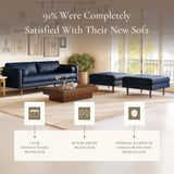 POLY & BARK Napa 72" Apartment Sofa – Italian-Tanned Full-Grain Pure-Aniline or Semi-Aniline Leather, Feather-Down Cushioning, Kiln-Dried Solid Wood Frame, Walnut Legs - Cognac Tan