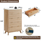 T4TREAM Fluted 7 Drawers Dresser, 54" Wide Modern Chest of Drawers with Faux Marble Top, Curved Profile Design, Dresser TV Stand, Wood Drawer Organizer for Bedroom, Living Room, Hallway, Natural Oak