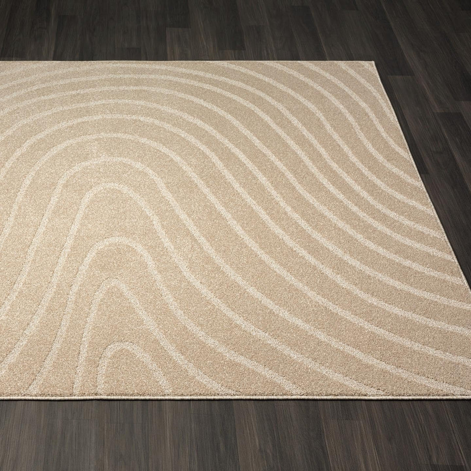 LUXE WEAVERS Modern Geometric Wave Cream 9x12 Area Rug