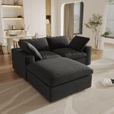 160.6" Cloud Couch Modular Sectional Sofa for Livingroom,Oversized Convertible Sofa with Storage Ottomans,6 Seat Wide Couches,Cushion Covers Removable (Khaki, 6 Seater)