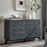 T4TREAM Fluted 7 Drawers Dresser, 54" Wide Modern Chest of Drawers with Faux Marble Top, Curved Profile Design, Dresser TV Stand, Wood Drawer Organizer for Bedroom, Living Room, Hallway, Natural Oak