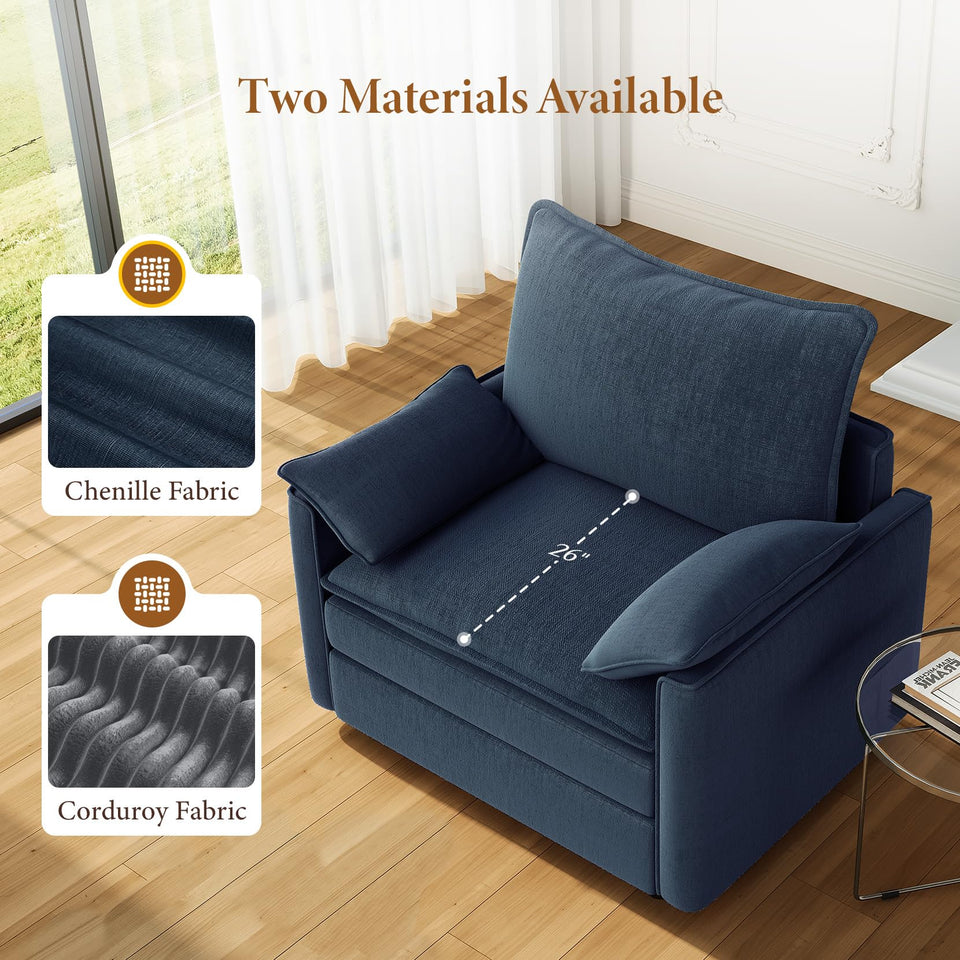 Vesgantti 142" U Shaped Sectional Couch, Comfy Cloud Modular Sectional Sofa with 2 Ottoman Deep Seat Chenille Modern Cloud Sofa, Modular Sofas for Living Room, Bedroom and Apartment, Beige