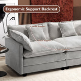 Ihanherry 146" U-Shaped Modern Sofa Modular Sectional Cloud Couch with 2 Ottoman, 6-Seat Chenille Deep Seat Sofa with 6 Pillows for Living Room, Bedroom and Apartment, Grey