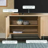 Walker Edison Reema Fluted 4-Door Kitchen Sideboard Buffet Console, 69 Inch, Coastal Oak