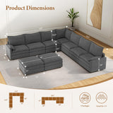 Vesgantti 142" U Shaped Sectional Couch, Comfy Cloud Modular Sectional Sofa with 2 Ottoman Deep Seat Chenille Modern Cloud Sofa, Modular Sofas for Living Room, Bedroom and Apartment, Beige