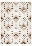 SAFAVIEH Area Rug 8x10 - Moroccan Tassel Shag Collection - Large - Ivory & Brown, Boho Design, Non-Shedding & Easy Cleaning, Plush Pile, Ideal for Living Room, Bedroom, Dining Space (MTS688A)