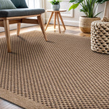 CAMILSON Easy Jute Rug 10x14, Indoor Outdoor Natural Color Fiber Area Rugs for Living Room Patio and Kitchen Rug Herringbone Woven Design Easy-Cleaning Washable Outside Carpet Alfombras 10 x 14