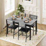IRONCK Dining Table Set for 4, Wood Kitchen Table with Upholstered Chairs for Kitchen Room and Small Spaces, Rustic Brown