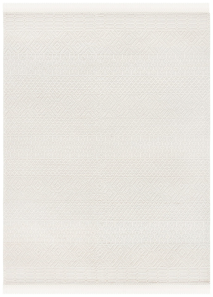 SAFAVIEH Area Rug 8x10 - Natura Collection - Large - Ivory, Handmade Wool, Moroccan Boho Fringe Design, Ideal for Living Room, Bedroom, Dining Space (NAT852B)
