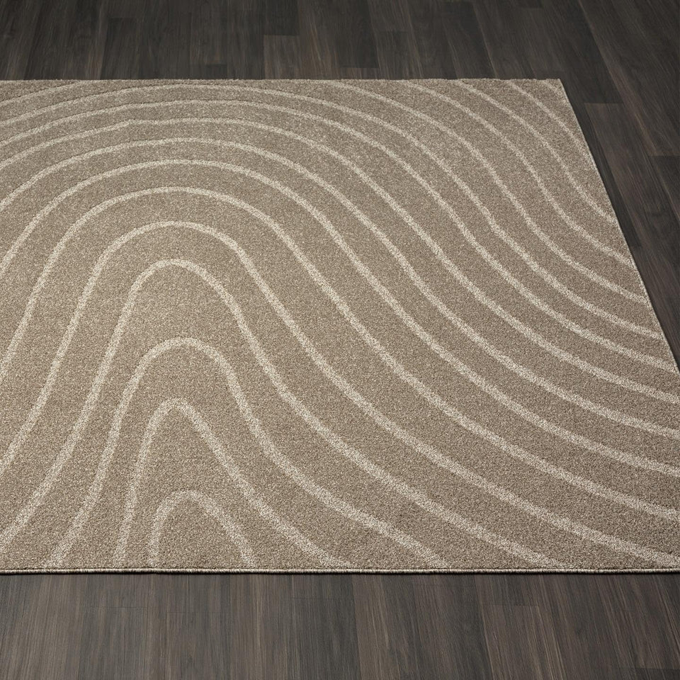 LUXE WEAVERS Modern Geometric Wave Cream 9x12 Area Rug