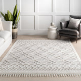 nuLOOM 8x11 Ansley Moroccan Tassel Area Rug, Light Grey, High-Low Textured Bohemian Design, Plush High Pile, Stain Resistant, For Bedroom, Living Room, Hallway, Entryway