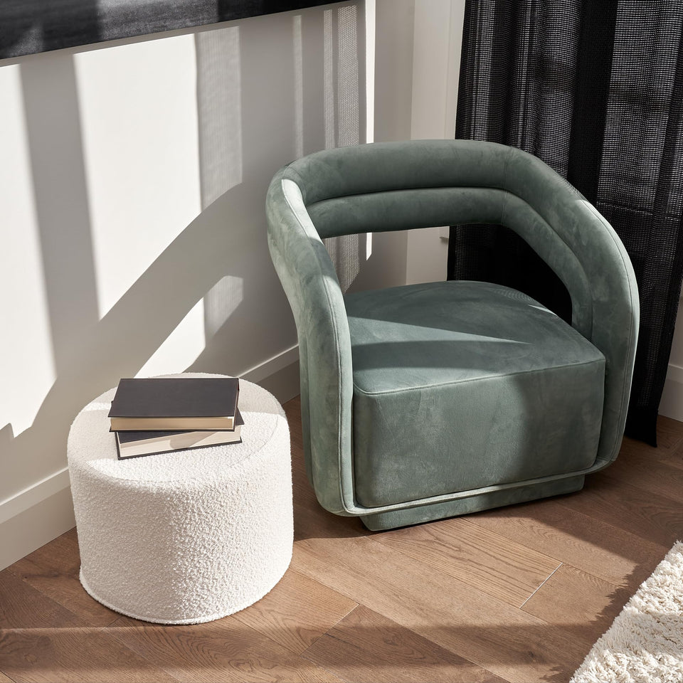 ZICOTO Beautiful Boucle Pouf Ottoman and Foot Rest - Elevate Your Living Room Decor with Lightweight Comfort and Charm - A Round Modern Foam Filled Foot Stool Perfect to Rest Your Feet