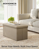 SONGMICS MAZIE Collection - 43 Inches Folding Storage Ottoman Bench, Ottoman Foot Rest, End of Bed Bench, Storage Chest, Load 660 lb, for Living Room, Bedroom, Entryway, Dark Gray ULSF77K