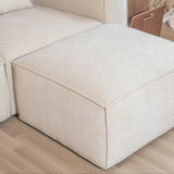 Acanva Luxury Modular Sectional Living Room Sofa Set, Modern Minimalist Style Couch with Ottoman and Chaise, L-Shape, Linen-Like Cream