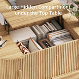 UKAOCAI 86.61'' Tambour TV Stand for 55-85 Inch, Modern Entertainment Center with Large Storage Cabinet & Open Shelves, TV Console with Sliding Doors for Living Room, Bedroom, Natural