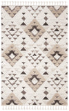 SAFAVIEH Area Rug 8x10 - Moroccan Tassel Shag Collection - Large - Ivory & Brown, Boho Design, Non-Shedding & Easy Cleaning, Plush Pile, Ideal for Living Room, Bedroom, Dining Space (MTS688A)