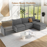 Vesgantti 142" U Shaped Sectional Couch, Comfy Cloud Modular Sectional Sofa with 2 Ottoman Deep Seat Chenille Modern Cloud Sofa, Modular Sofas for Living Room, Bedroom and Apartment, Beige