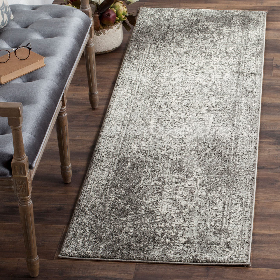 SAFAVIEH Evoke Collection Area Rug - 9' x 12', Ivory & Taupe, Oriental Distressed Design, Non-Shedding & Easy Care, Ideal for High Traffic Areas in Living Room, Bedroom (EVK256E)