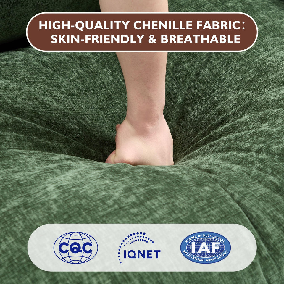 Ihanherry 146" U-Shaped Modern Sofa Modular Sectional Cloud Couch with 2 Ottoman, 6-Seat Chenille Deep Seat Sofa with 6 Pillows for Living Room, Bedroom and Apartment, Grey