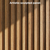 BELLEZE 65 Inch Fluted Buffet Cabinet with Storage, Symmetrical Arc Accent Sideboard Large Console Table for Dining Room, Kitchen, and Living Room (Caramel Brown)