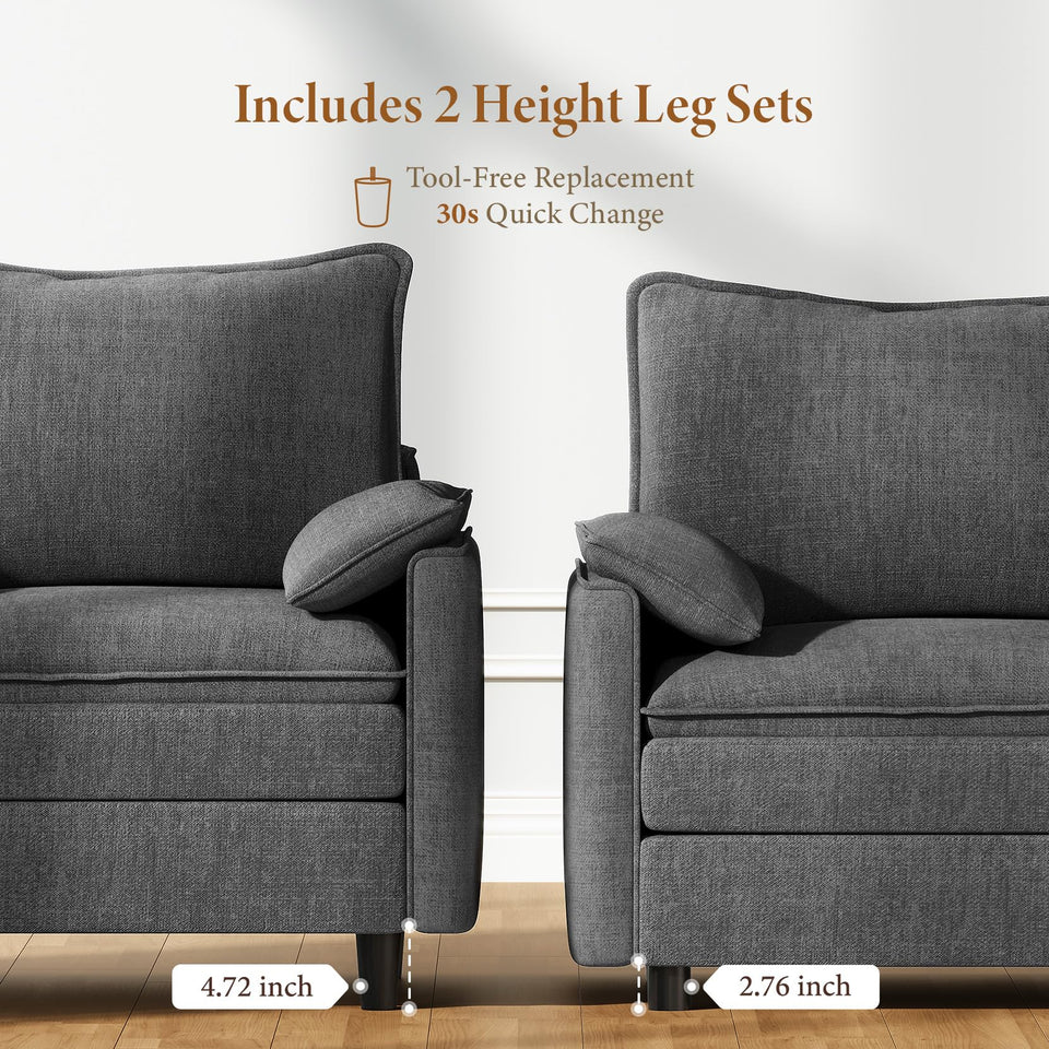 Vesgantti 142" U Shaped Sectional Couch, Comfy Cloud Modular Sectional Sofa with 2 Ottoman Deep Seat Chenille Modern Cloud Sofa, Modular Sofas for Living Room, Bedroom and Apartment, Beige