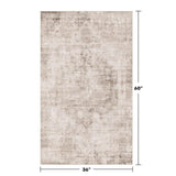 Neutral Living Room Rug - 10x14 Farmhouse Beige Brown Large Area Rug for Dining Room, Bedroom, Low Pile Lightweight Washable