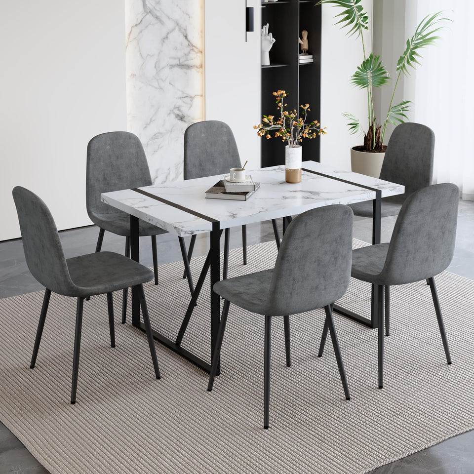 MUUOKY Dining Table Set for 4, Modern 55'' Wood Dinette Table Set for 4 with Fabric Dining Chairs,Table and Chairs Set of 4,Ideal for Kitchen Dining Room