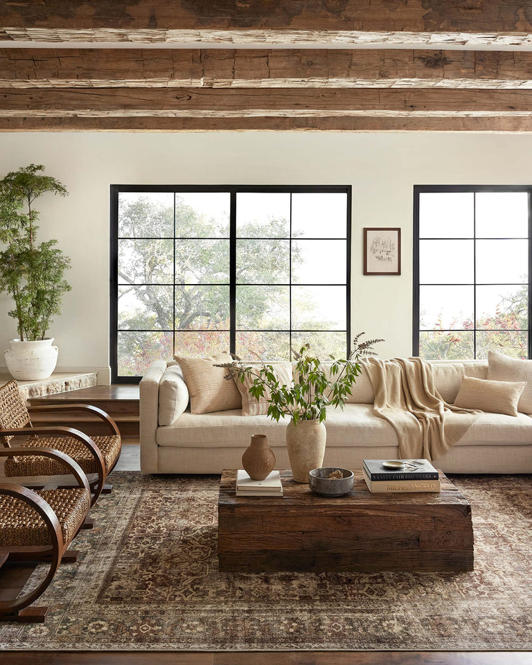 Loloi Magnolia Home by Joanna Gaines Sinclair Collection SIN-01 Pebble/Taupe 8'-6" x 11'-6", .25" Pile Height, Machine Washable, Area Rug