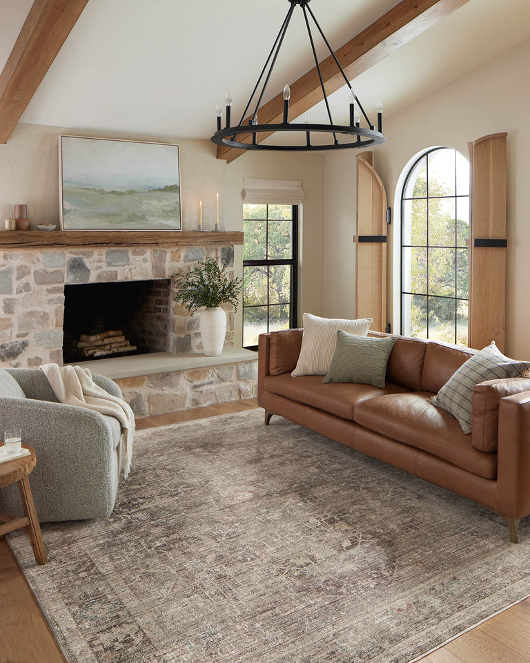 Loloi Magnolia Home by Joanna Gaines Millie Collection MIE-02 Sky/Gold 7'-10" x 10', .25" Pile Height, Area Rug