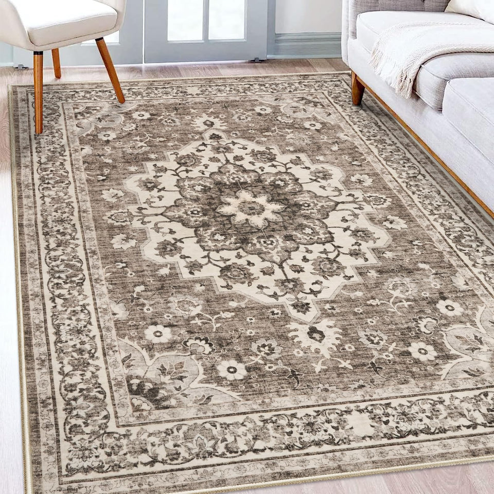 TOPRUUG Washable Oriental Area Rug - 12x15 Rugs for Living Room Soft Carpet for Bedroom Waterproof Floral Distressed Indoor Stain Resistant Non-Shedding Floor Carpets (Green, 12x15)