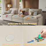 EASE MOOSE Leather Sectional Couch, Oversized Modular Sectional Sofas, Wide Deep Seat Modular Couch, Scratch Resistant Faux Leather Material, L Shaped Sofa for Big Spaces,Beige