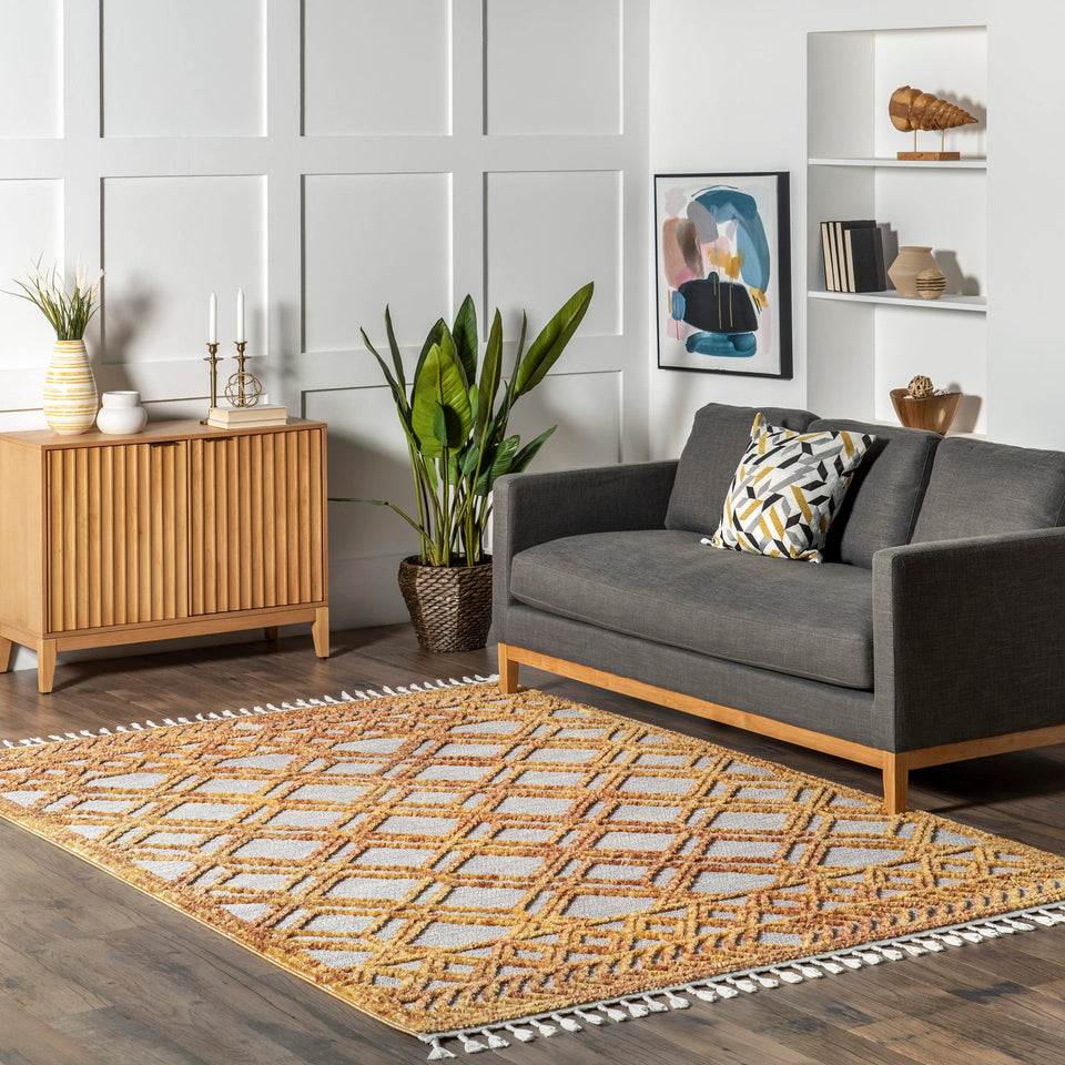 nuLOOM 8x11 Ansley Moroccan Tassel Area Rug, Light Grey, High-Low Textured Bohemian Design, Plush High Pile, Stain Resistant, For Bedroom, Living Room, Hallway, Entryway