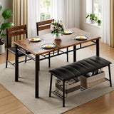IRONCK Dining Table Set for 4, Kitchen Table with Upholstered Bench and 2 Chairs, Kitchen Table and Chairs Set for Small Space, Apartment, Rustic Brown