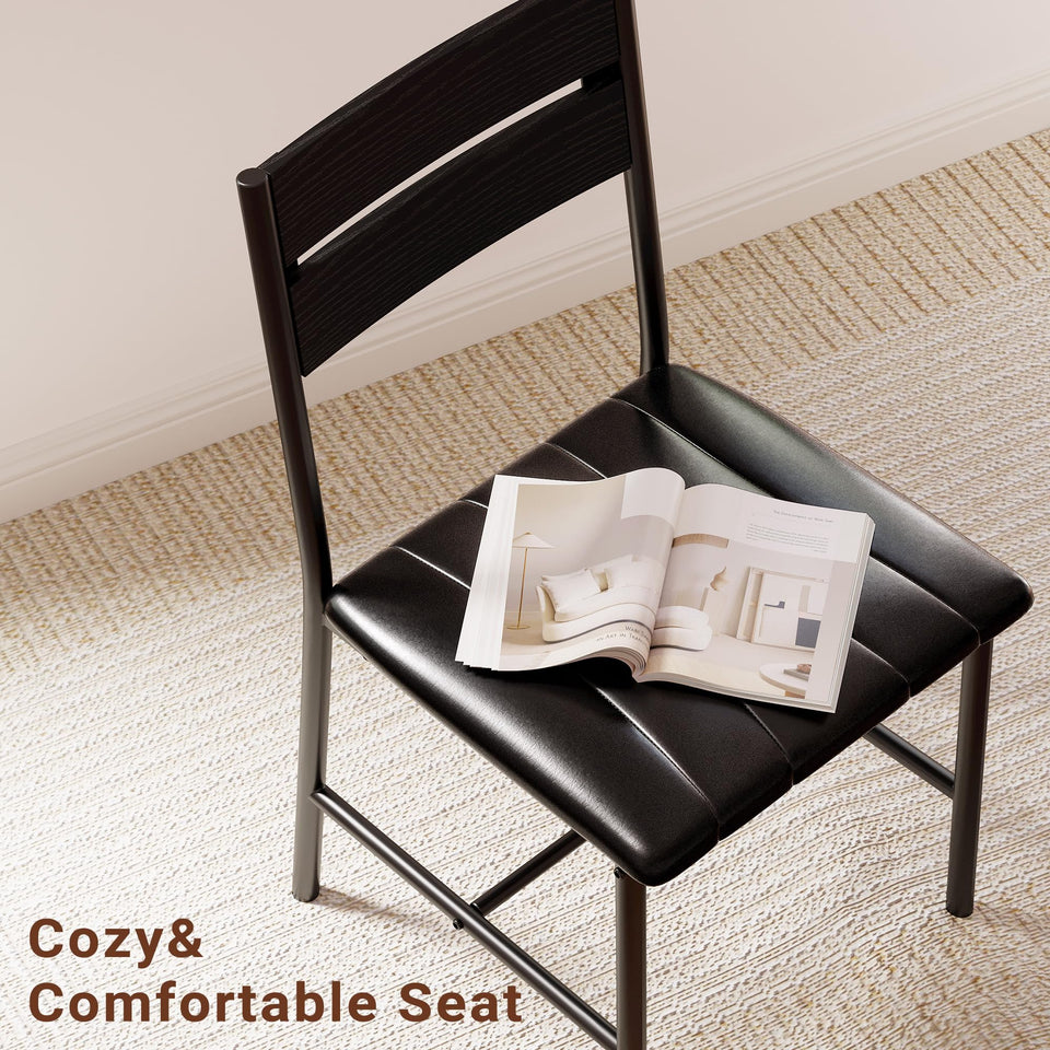 IRONCK Dining Table Set for 4, Wood Kitchen Table with Upholstered Chairs for Kitchen Room and Small Spaces, Rustic Brown