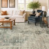 Neutral Living Room Rug - 10x14 Farmhouse Beige Brown Large Area Rug for Dining Room, Bedroom, Low Pile Lightweight Washable